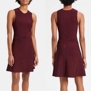 Theory Glossed Flare Sleeveless Mini Dress Small Red